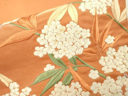 平和屋着物▼太鼓柄袋帯　総刺繍　紫陽花　金通し地　正絹　逸品　DABC6515fe