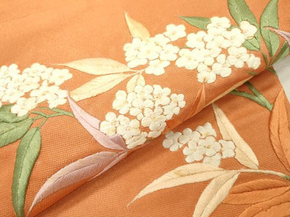 平和屋着物▼太鼓柄袋帯　総刺繍　紫陽花　金通し地　正絹　逸品　DABC6515fe