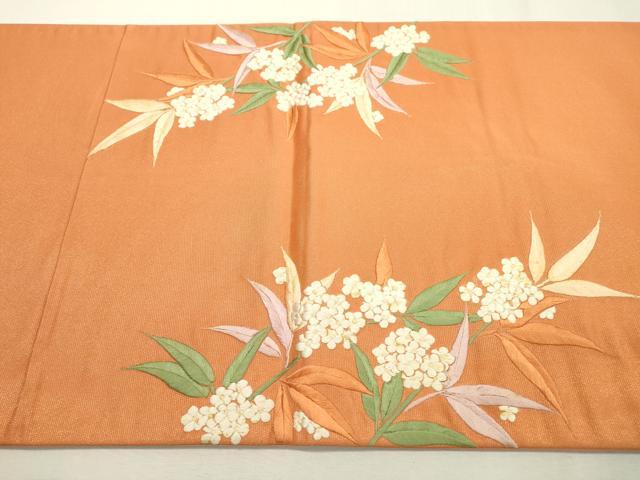 平和屋着物▼太鼓柄袋帯　総刺繍　紫陽花　金通し地　正絹　逸品　DABC6515fe