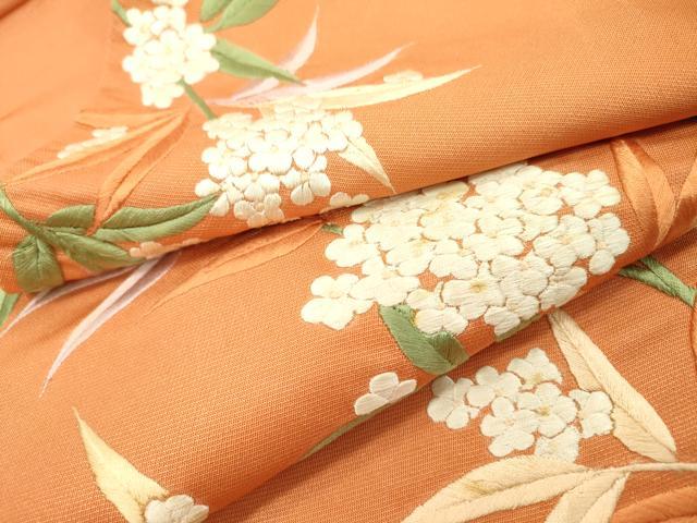 平和屋着物▼太鼓柄袋帯　総刺繍　紫陽花　金通し地　正絹　逸品　DABC6515fe