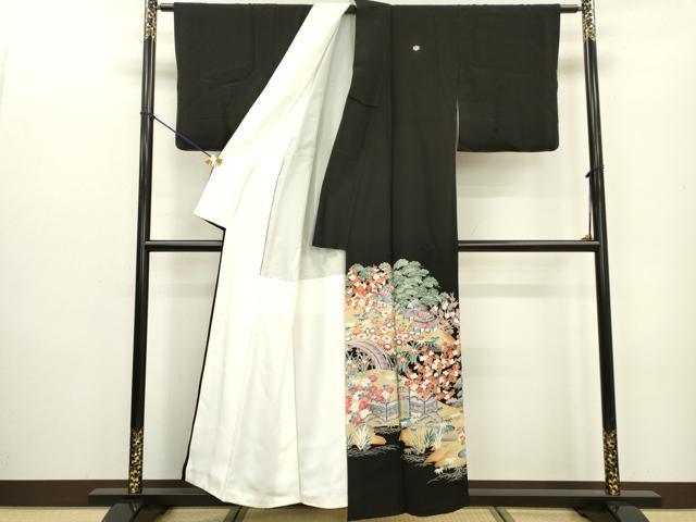 平和屋着物■豪華黒留袖　友禅　作家物　風景花松文　正絹　逸品　DABC6556fe