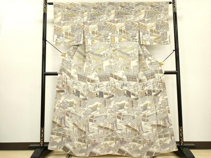 平和屋着物■訪問着 風景花文 正絹 逸品 DABC6559fe
