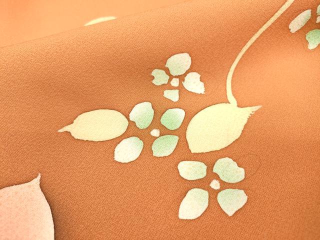 平和屋着物▼上質な小紋 草花 暈し染 正絹 逸品 DABC6573fe