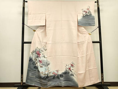 平和屋着物▼訪問着 手描き 枝花 暈し染 正絹 逸品 未使用 DABC6575fe