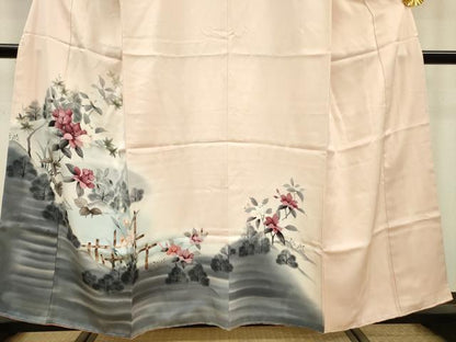 平和屋着物▼訪問着 手描き 枝花 暈し染 正絹 逸品 未使用 DABC6575fe