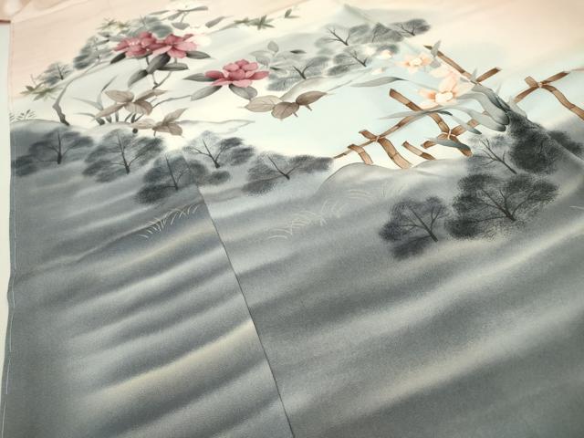 平和屋着物▼訪問着 手描き 枝花 暈し染 正絹 逸品 未使用 DABC6575fe
