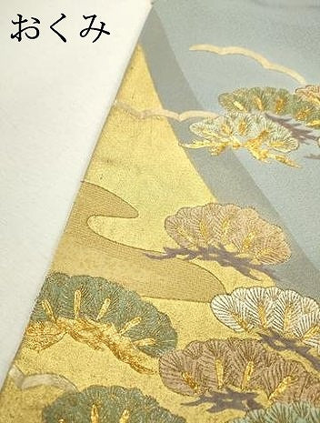 平和屋着物●豪華色留袖　駒刺繍　流水霞松文　金彩　正絹　逸品　DABC6581fe