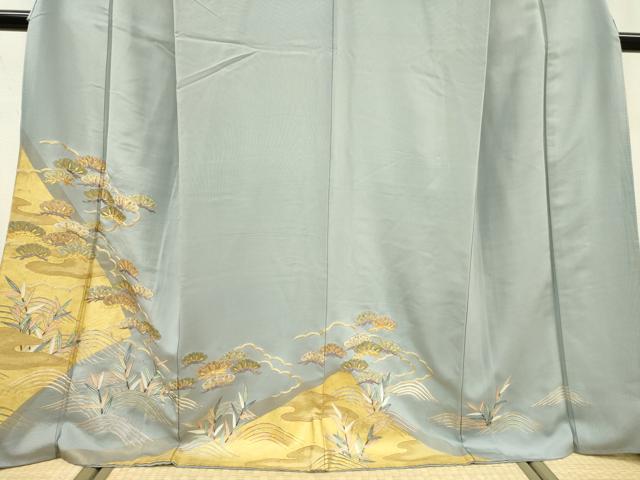 平和屋着物●豪華色留袖　駒刺繍　流水霞松文　金彩　正絹　逸品　DABC6581fe