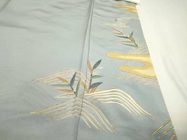 平和屋着物●豪華色留袖　駒刺繍　流水霞松文　金彩　正絹　逸品　DABC6581fe