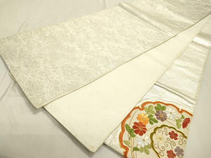 平和屋着物▼太鼓柄袋帯 駒刺繍 雪輪花文 金糸 正絹 逸品 DABC6647fe