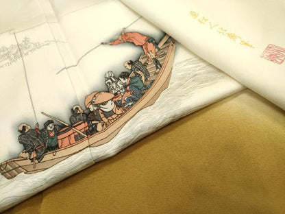 平和屋着物▼色留訪問着 作家物 画狂人北斎筆 人物風景文 暈し染 正絹 逸品 DABC6673fe