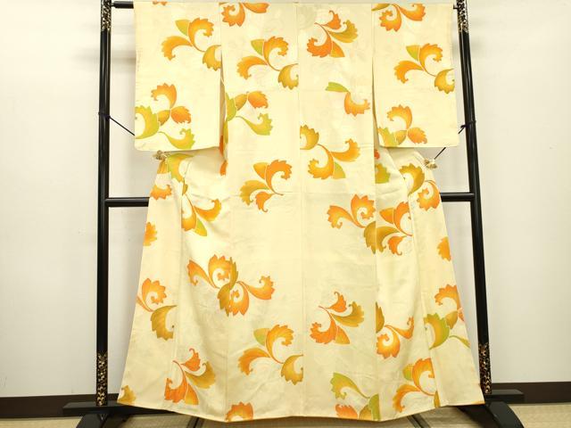 平和屋着物▼上質な小紋 地紋起こし 唐草 正絹 逸品 未使用 DABC6674fe