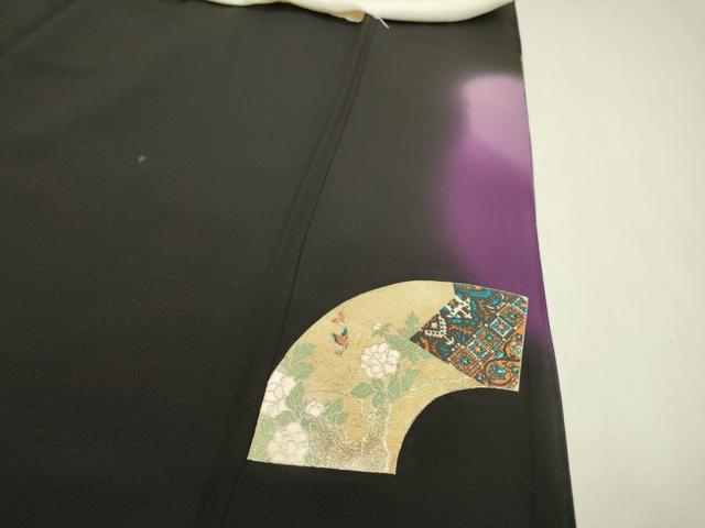 平和屋着物▼TOKI志すい キモノモードオリジナルブランド 黒留袖 地紙花鳥文 暈し染 金銀彩 正絹 逸品 DABC6681fe