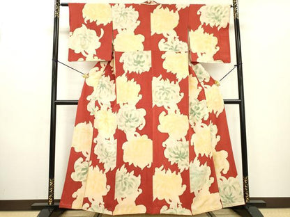 平和屋着物▼上質な小紋 地紋起こし 乱菊 正絹 逸品 DABC6682fe