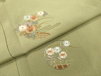 平和屋着物▼訪問着 総刺繍 花丸文 金糸 正絹 逸品 DABC6694fe