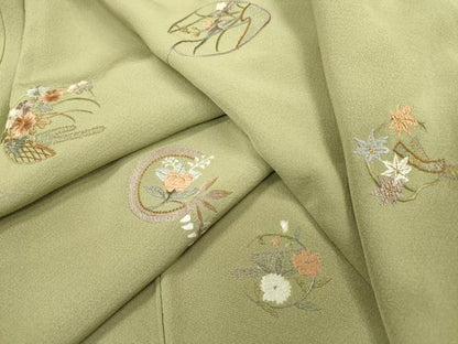 平和屋着物▼訪問着 総刺繍 花丸文 金糸 正絹 逸品 DABC6694fe
