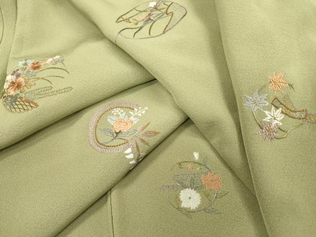 平和屋着物▼訪問着 総刺繍 花丸文 金糸 正絹 逸品 DABC6694fe