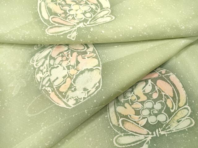 平和屋着物▼上質な小紋　地紋起こし　陶器花文　暈し染　正絹　逸品　DABC6707fe