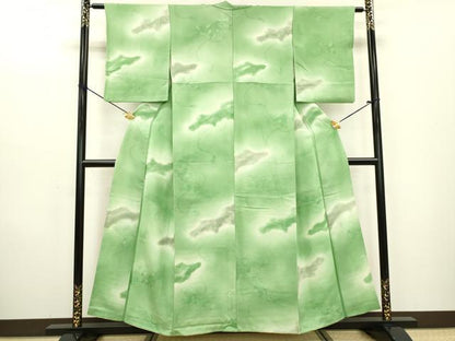 平和屋着物▼上質な小紋 地紋起こし 楽器花文 暈し染 正絹 逸品 DABC6723fe