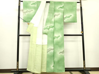 平和屋着物▼上質な小紋 地紋起こし 楽器花文 暈し染 正絹 逸品 DABC6723fe