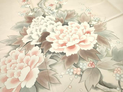 平和屋着物▼訪問着 手描き 枝花 牡丹 暈し染 正絹 逸品 DABC6738fe