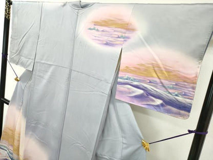 平和屋着物▼訪問着 作家物 風景文 暈し染 金彩 正絹 逸品 DABC6772fe