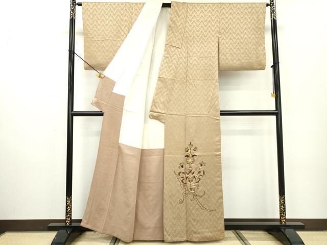 平和屋着物▼豪華色留袖 総刺繍 洋花唐草文 金糸 正絹 逸品 DABC6776fe