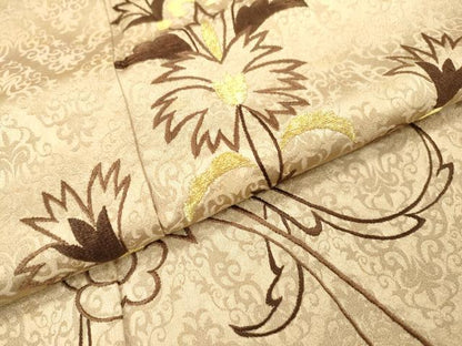 平和屋着物▼豪華色留袖 総刺繍 洋花唐草文 金糸 正絹 逸品 DABC6776fe