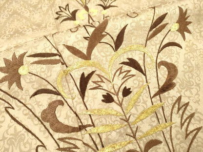平和屋着物▼豪華色留袖 総刺繍 洋花唐草文 金糸 正絹 逸品 DABC6776fe