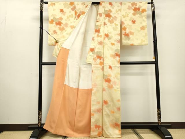 平和屋着物▼上質な小紋 地紋起こし 蔦の葉文 金糸 正絹 逸品 DABC6786fe