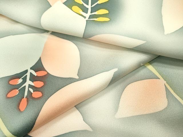 平和屋着物▼上質な小紋 地紋起こし 枝花 暈し染 正絹 逸品 DABC6789fe