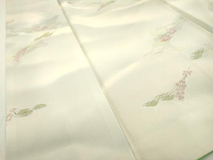 平和屋着物▼上質な小紋 地紋起こし 手描き 流水花松文 暈し染 正絹 逸品 DABC6790fe