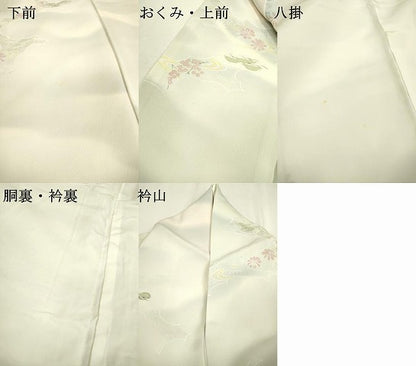平和屋着物▼上質な小紋 地紋起こし 手描き 流水花松文 暈し染 正絹 逸品 DABC6790fe