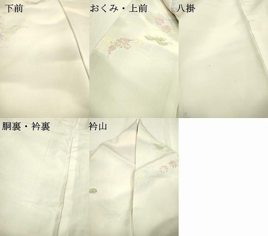 平和屋着物▼上質な小紋 地紋起こし 手描き 流水花松文 暈し染 正絹 逸品 DABC6790fe