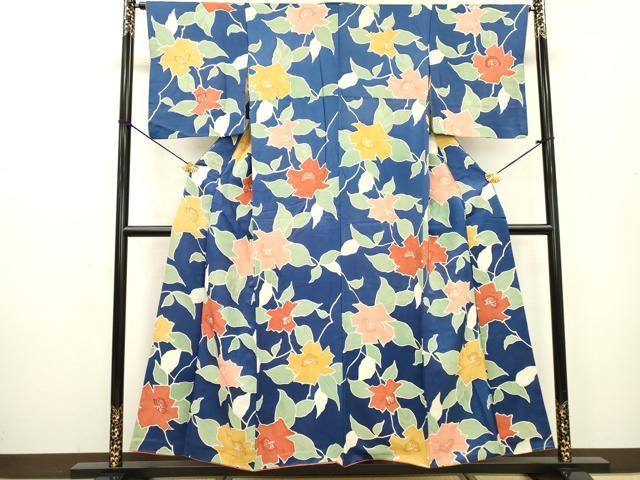 平和屋着物▼上質な小紋 地紋起こし 草花 正絹 逸品 DABC6791fe