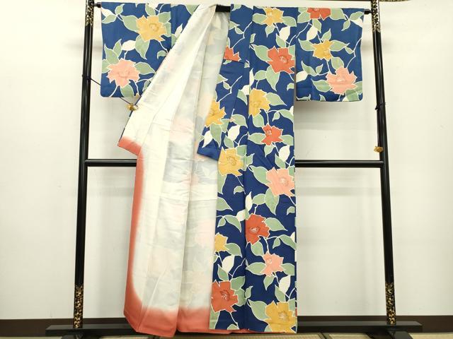 平和屋着物▼上質な小紋 地紋起こし 草花 正絹 逸品 DABC6791fe