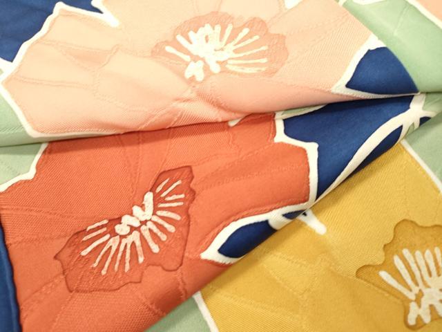 平和屋着物▼上質な小紋 地紋起こし 草花 正絹 逸品 DABC6791fe