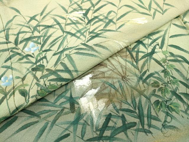 平和屋着物▼訪問着 手描き 草花 暈し染 正絹 逸品 DABC6799fe