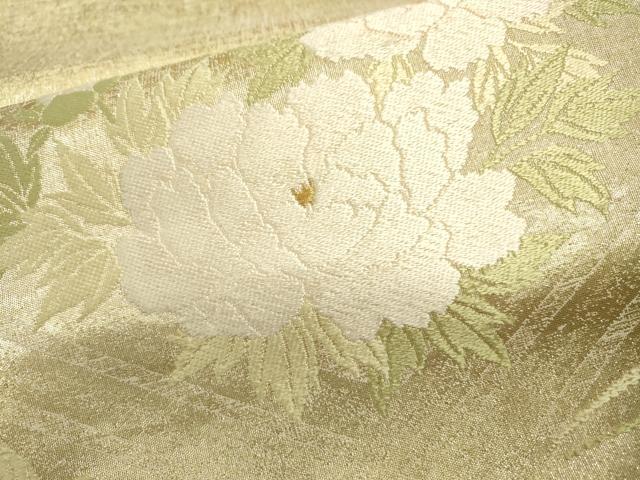 平和屋着物▼太鼓柄袋帯 唐織 草花 金糸 正絹 逸品 DABC6821fe