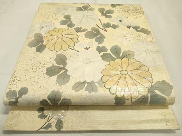 平和屋着物▼太鼓柄袋帯 螺鈿箔 菊 金彩 正絹 逸品 DABC6828fe