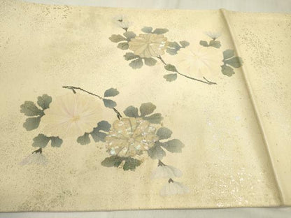 平和屋着物▼太鼓柄袋帯 螺鈿箔 菊 金彩 正絹 逸品 DABC6828fe