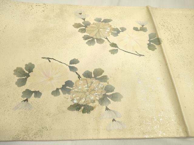 平和屋着物▼太鼓柄袋帯 螺鈿箔 菊 金彩 正絹 逸品 DABC6828fe