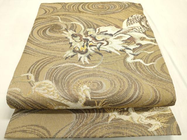 平和屋着物▽両面　六通柄袋帯　スリーシーズン　春夏秋　龍　金糸　正絹　逸品　DABC6831fe