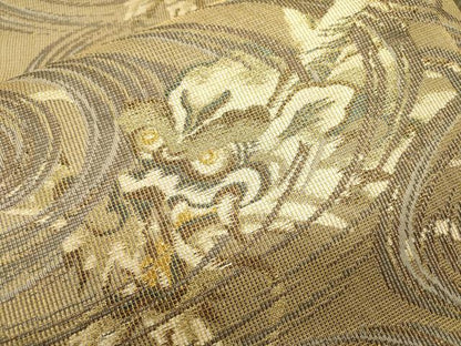 平和屋着物▽両面　六通柄袋帯　スリーシーズン　春夏秋　龍　金糸　正絹　逸品　DABC6831fe