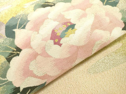 平和屋着物●爪掻き本綴れ　八寸名古屋帯　牡丹　金銀糸　正絹　逸品　DABC6852fe