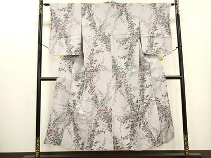 平和屋着物■上質なお召　草花文　正絹　逸品　DABC6860fe