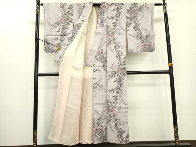 平和屋着物■上質なお召　草花文　正絹　逸品　DABC6860fe