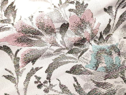 平和屋着物■上質なお召　草花文　正絹　逸品　DABC6860fe