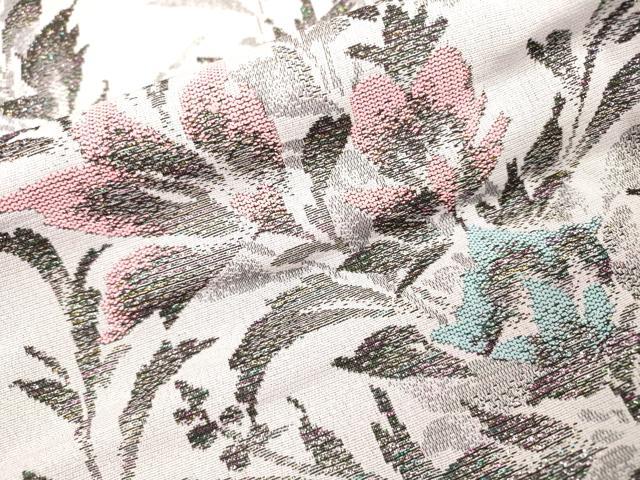 平和屋着物■上質なお召　草花文　正絹　逸品　DABC6860fe