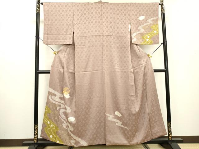 平和屋着物■訪問着 駒刺繍 絞り 流水地紙花文 金彩 正絹 逸品 DABC6862fe